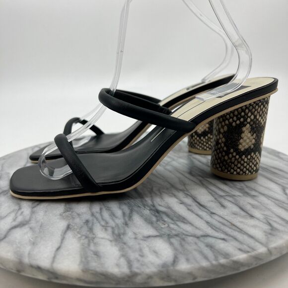 Dolce Vita Noles Heels Womens 9.5 Black Faux Leather Cone Heel Strappy Open Toe - Picture 4 of 9